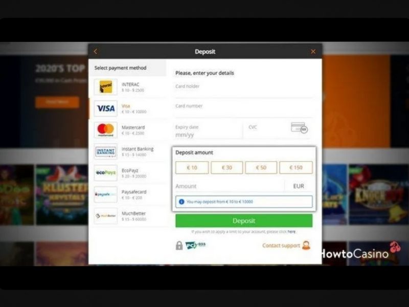 make a deposit at Betsson casino