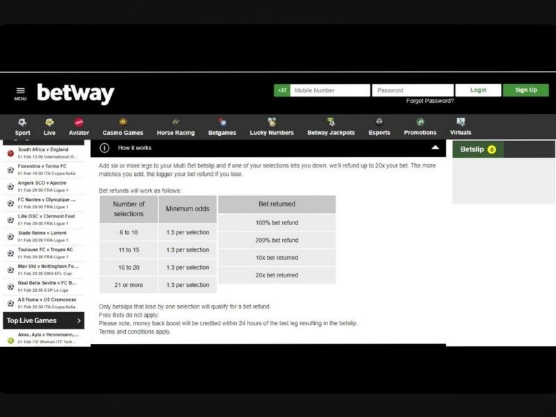 make a deposit at Betway casino