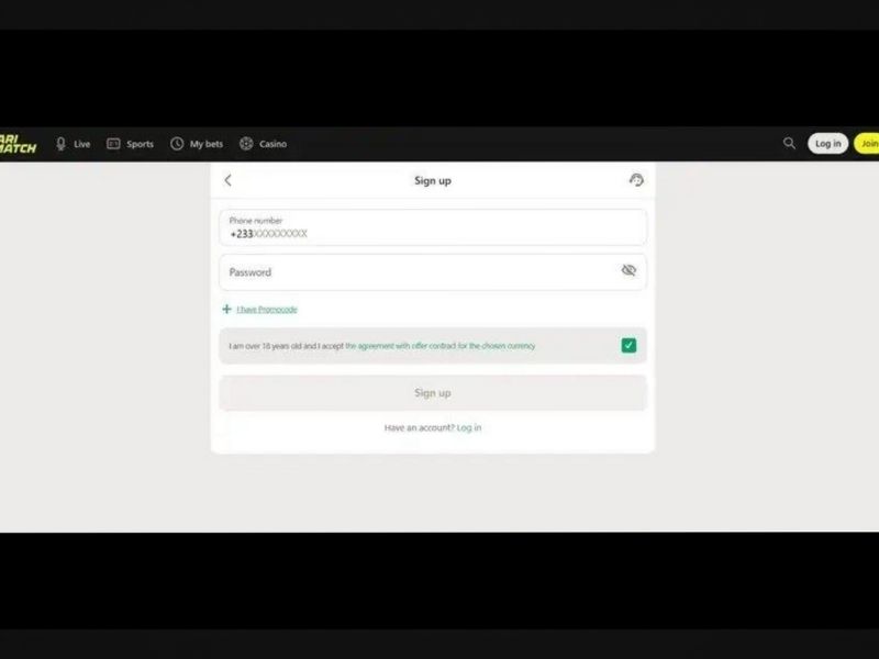 register at Parimatch casino